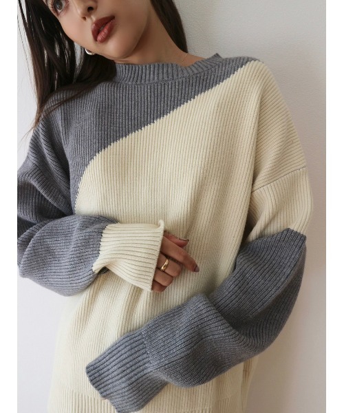 TRUNC（トランクエイティーエイト）の「Bicolor Knit Pullover（ニット/セーター・レディース・グレー/イエロー・FREE）」の12枚目の写真