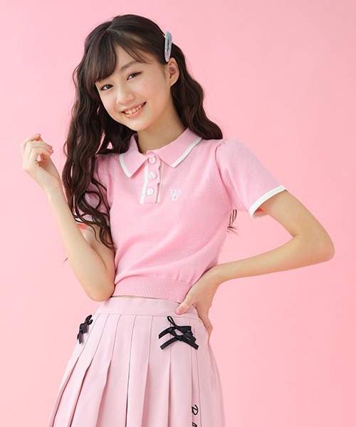 by LOVEiT(バイラビット)の「ニットポロ(ニット/セーター・キッズ・ロイヤルブルー/ピンク/オフホワイト・120cm/130cm/150cm/160cm/140cm)」の1枚目の写真