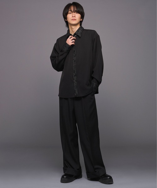Ellno Loset(エルノロゼット)の「ウエストアシメロールアップパンツ(スラックス・メンズ・ブラック/チャコールグレー/ブルー・SMALL/MEDIUM/LARGE)」の9枚目の写真