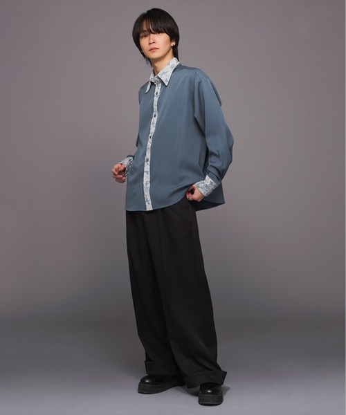 Ellno Loset(エルノロゼット)の「ウエストアシメロールアップパンツ(スラックス・メンズ・ブラック/チャコールグレー/ブルー・SMALL/MEDIUM/LARGE)」の10枚目の写真