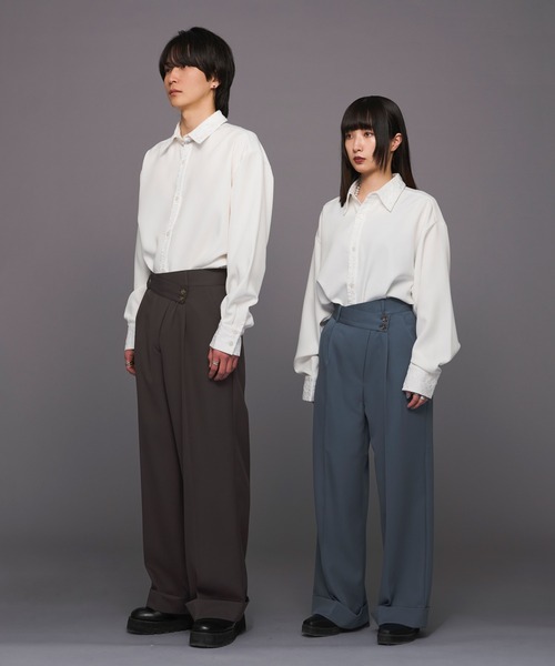 Ellno Loset(エルノロゼット)の「ウエストアシメロールアップパンツ(スラックス・メンズ・ブラック/チャコールグレー/ブルー・SMALL/MEDIUM/LARGE)」の20枚目の写真