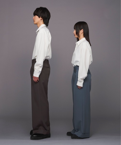 Ellno Loset(エルノロゼット)の「ウエストアシメロールアップパンツ(スラックス・メンズ・ブラック/チャコールグレー/ブルー・SMALL/MEDIUM/LARGE)」の21枚目の写真