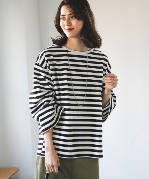 LEPSIM(レプシィム)の「アソートボーダープルオーバー 172979(Tシャツ/カットソー・レディース・ブラック/ライトブルー/オフホワイト・FREE)」の4枚目の写真