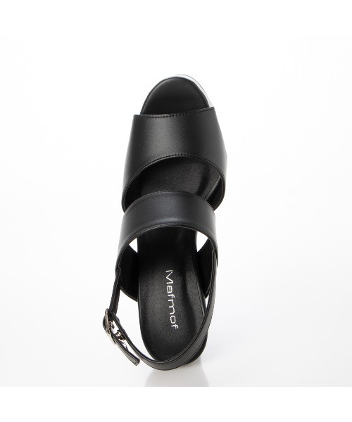 Mafmof（マフモフ）の「Mafmof(マフモフ)チャンキーヒールダブルベルトストラップサンダル（サンダル・レディース・ブラック/ホワイト・S/L/M/LL）」の13枚目の写真
