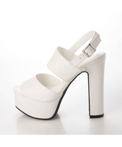 Mafmof（マフモフ）の「Mafmof(マフモフ)チャンキーヒールダブルベルトストラップサンダル（サンダル・レディース・ブラック/ホワイト・S/L/M/LL）」の8枚目の写真