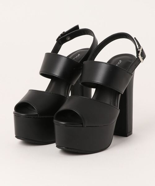 Mafmof（マフモフ）の「Mafmof(マフモフ)チャンキーヒールダブルベルトストラップサンダル（サンダル・レディース・ブラック/ホワイト・S/L/M/LL）」の18枚目の写真