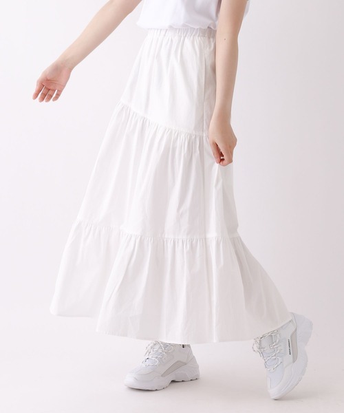 repipi armario(レピピ アルマリオ)の「コットンティアードロングスカート(スカート・キッズ・ホワイト/ブラック・SMALL/MEDIUM/LARGE)」の1枚目の写真