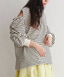ショルダーカットボーダープルオーバー