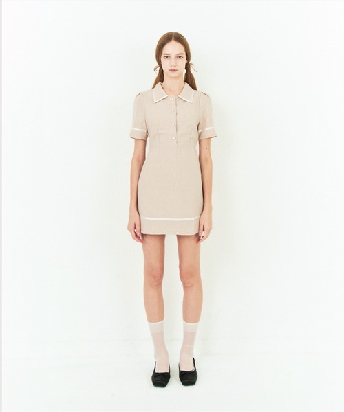 LA POMME petit ポロカラースポーツワンピース ポロワンピース 韓国 ポロカラースポーツワンピース/Polo Collar Sport One Piece