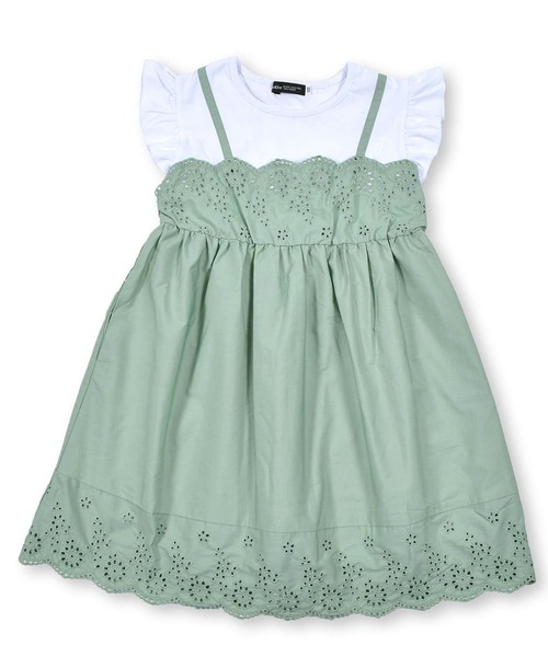 BeBe(ベベ)の「BeBe/天竺ブロードレイヤード風ワンピース(90~150cm)(ワンピース・キッズ・ベージュ/グリーン・140/110/150/120/100/130/90)」の12枚目の写真