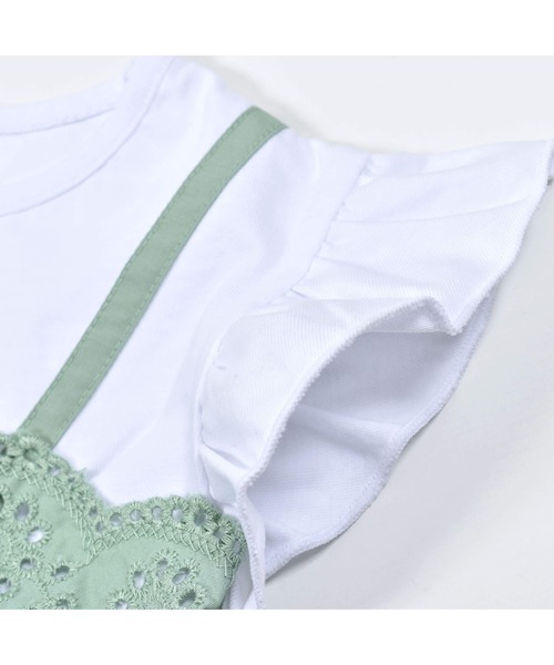 BeBe(ベベ)の「BeBe/天竺ブロードレイヤード風ワンピース(90~150cm)(ワンピース・キッズ・ベージュ/グリーン・140/110/150/120/100/130/90)」の16枚目の写真