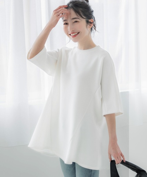 coca（coca）（コカ）の「ハリ感ダンボールフレアトップス（Tシャツ