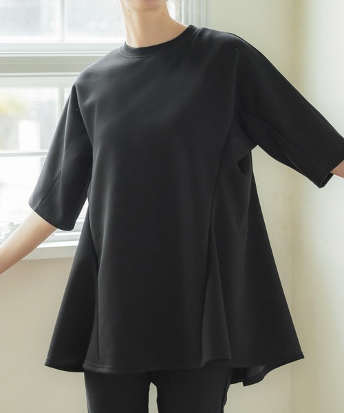 kuu　アドーア　 ソフトダンボールカットソー　ブラック マットストレッチダンボールカットソー | アドーア(ADORE