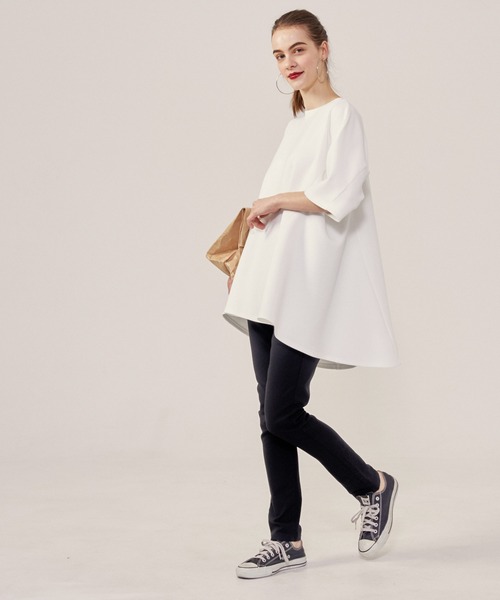 coca(coca)(コカ)の「ハリ感ダンボールフレアトップス(Tシャツ/カットソー・レディース・ホワイト/ブラック・M/L)」の9枚目の写真