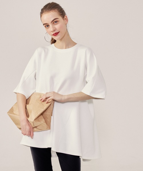 coca(coca)(コカ)の「ハリ感ダンボールフレアトップス(Tシャツ/カットソー・レディース・ホワイト/ブラック・M/L)」の8枚目の写真