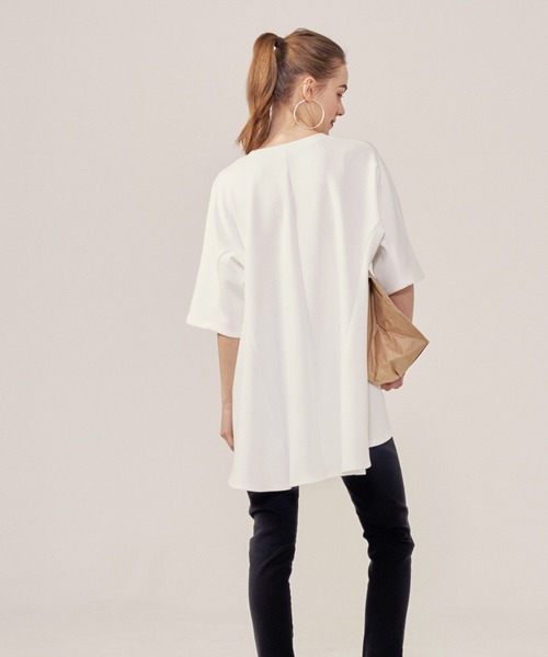 coca(coca)(コカ)の「ハリ感ダンボールフレアトップス(Tシャツ/カットソー・レディース・ホワイト/ブラック・M/L)」の10枚目の写真