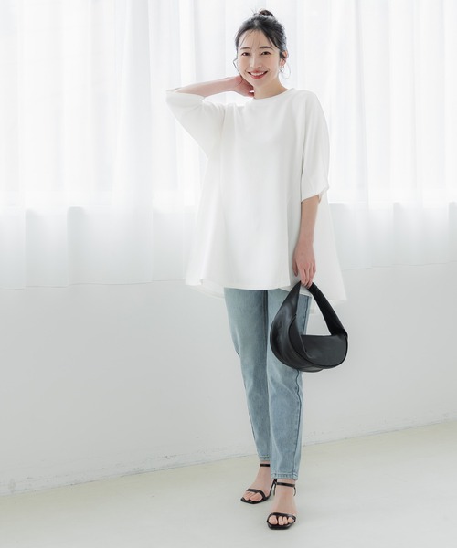 coca(coca)(コカ)の「ハリ感ダンボールフレアトップス(Tシャツ/カットソー・レディース・ホワイト/ブラック・M/L)」の17枚目の写真