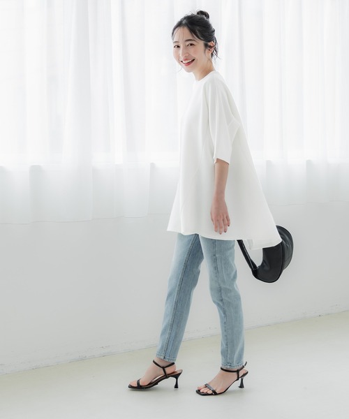 coca(coca)(コカ)の「ハリ感ダンボールフレアトップス(Tシャツ/カットソー・レディース・ホワイト/ブラック・M/L)」の14枚目の写真