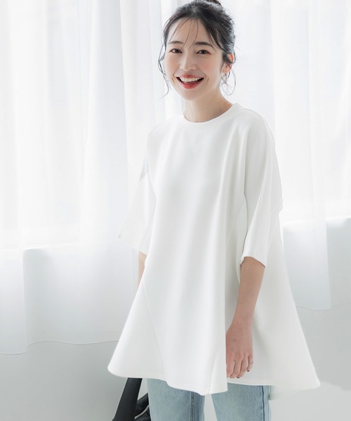 coca(coca)(コカ)の「ハリ感ダンボールフレアトップス(Tシャツ/カットソー・レディース・ホワイト/ブラック・M/L)」の18枚目の写真