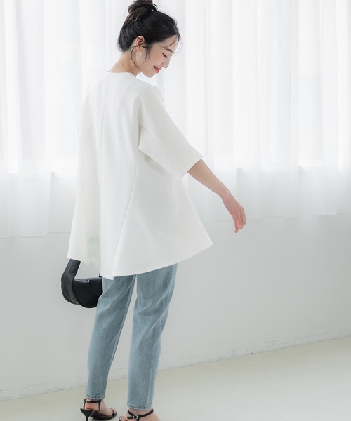 coca(coca)(コカ)の「ハリ感ダンボールフレアトップス(Tシャツ/カットソー・レディース・ホワイト/ブラック・M/L)」の19枚目の写真