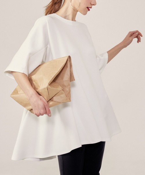 coca(coca)(コカ)の「ハリ感ダンボールフレアトップス(Tシャツ/カットソー・レディース・ホワイト/ブラック・M/L)」の20枚目の写真