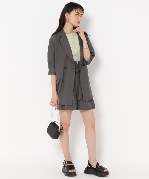 mysty woman（ミスティウーマン）の「ベルトツキアソートショートパンツ 197362（その他パンツ・レディース・チャコールグレー/ブラウン/ホワイト系その他・FREE）」の15枚目の写真