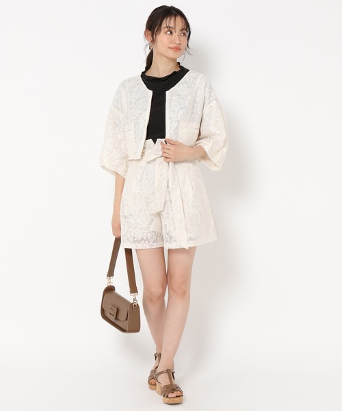 mysty woman（ミスティウーマン）の「ベルトツキアソートショートパンツ 197362（その他パンツ・レディース・チャコールグレー/ブラウン/ホワイト系その他・FREE）」の4枚目の写真