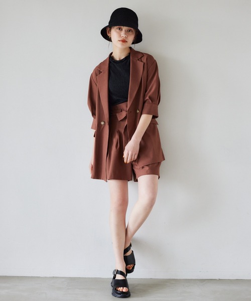 mysty woman（ミスティウーマン）の「ベルトツキアソートショートパンツ 197362（その他パンツ・レディース・チャコールグレー/ブラウン/ホワイト系その他・FREE）」の17枚目の写真