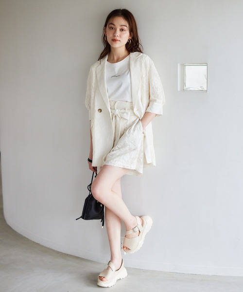 mysty woman（ミスティウーマン）の「ベルトツキアソートショートパンツ 197362（その他パンツ・レディース・チャコールグレー/ブラウン/ホワイト系その他・FREE）」の18枚目の写真