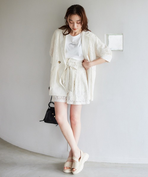 mysty woman（ミスティウーマン）の「ベルトツキアソートショートパンツ 197362（その他パンツ・レディース・チャコールグレー/ブラウン/ホワイト系その他・FREE）」の19枚目の写真