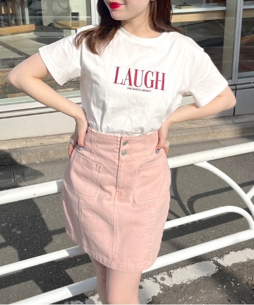 OLIVE des OLIVE（オリーブデオリーブ）の「パッチポケットタイトミニスカート（スカート・レディース・アイボリー/ブラック/サックスブルー/ピンク・FREE）」の4枚目の写真