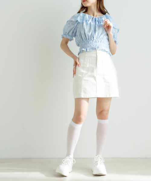 OLIVE des OLIVE（オリーブデオリーブ）の「パッチポケットタイトミニスカート（スカート・レディース・アイボリー/ブラック/サックスブルー/ピンク・FREE）」の12枚目の写真