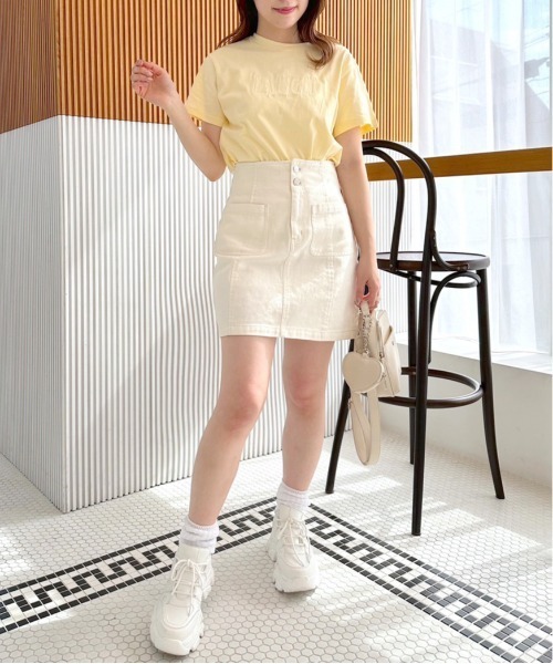 OLIVE des OLIVE（オリーブデオリーブ）の「パッチポケットタイトミニスカート（スカート・レディース・アイボリー/ブラック/サックスブルー/ピンク・FREE）」の6枚目の写真