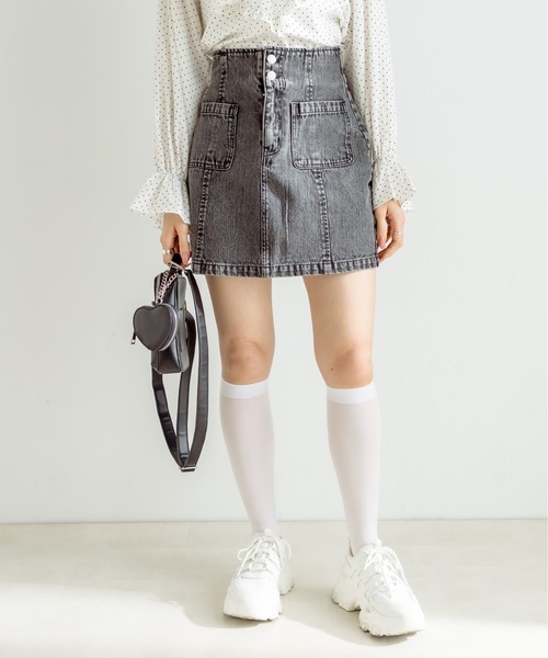 OLIVE des OLIVE（オリーブデオリーブ）の「パッチポケットタイトミニスカート（スカート・レディース・アイボリー/ブラック/サックスブルー/ピンク・FREE）」の7枚目の写真