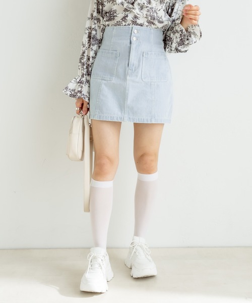 OLIVE des OLIVE（オリーブデオリーブ）の「パッチポケットタイトミニスカート（スカート・レディース・アイボリー/ブラック/サックスブルー/ピンク・FREE）」の8枚目の写真