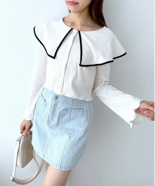 OLIVE des OLIVE（オリーブデオリーブ）の「パッチポケットタイトミニスカート（スカート・レディース・アイボリー/ブラック/サックスブルー/ピンク・FREE）」の9枚目の写真