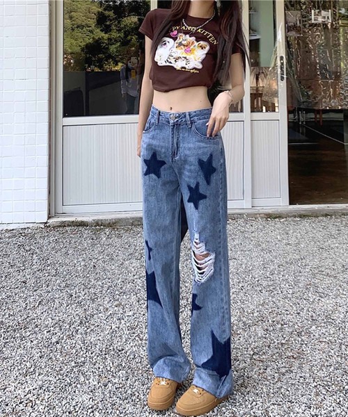 NANEA（ナネア）の「星柄プリントデニムパンツ（デニムパンツ）」 - WEAR