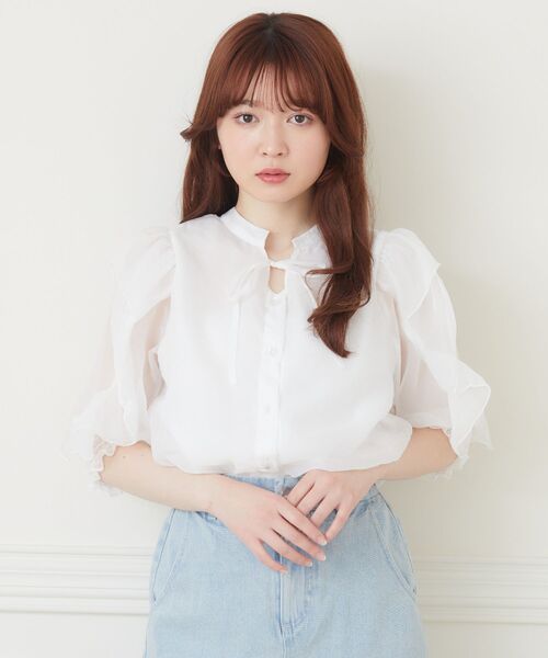 ems excite（エムズエキサイト）の「2wayアソートフリルBL（シャツ/ブラウス・レディース・アニマル/ホワイト/ブラック/ブラック系その他・FREE）」の19枚目の写真