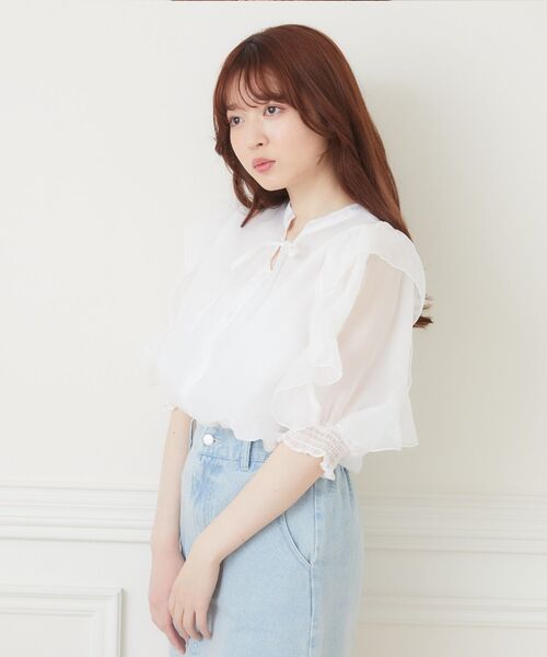 ems excite（エムズエキサイト）の「2wayアソートフリルBL（シャツ/ブラウス・レディース・アニマル/ホワイト/ブラック/ブラック系その他・FREE）」の20枚目の写真