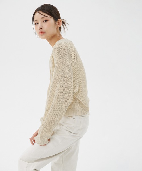 coca(coca)(コカ)の「麻タッチショート丈バルーンカーデ(カーディガン/ボレロ・レディース・ライトグリーン/アイボリー・M/L)」の10枚目の写真