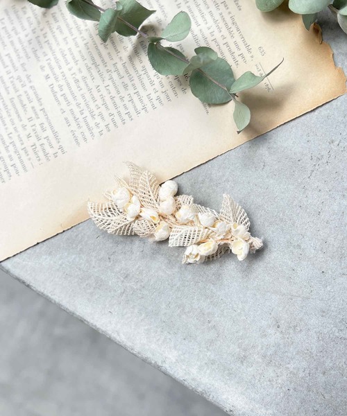 スズランと葉っぱレースのバレッタ（バレッタ/ヘアクリップ）｜m.soeur（エムスール）