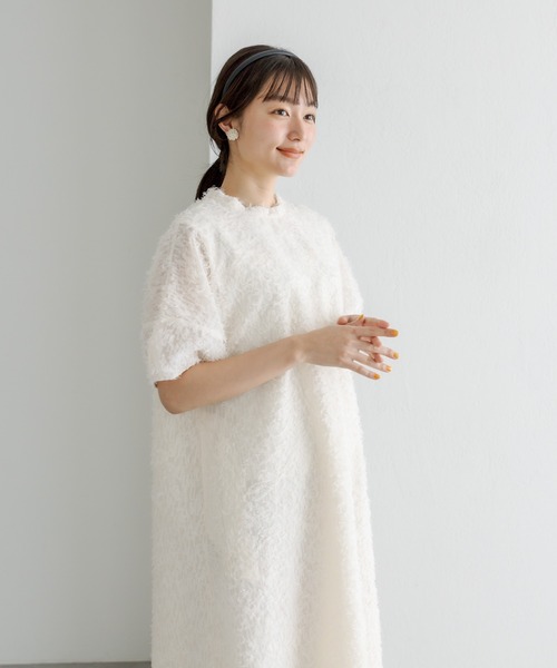 PUAL CE CIN（ピュアルセシン）の「ジャガードフリンジワンピース（ワンピース・レディース・ナチュラル/ブラック・FREE）」の5枚目の写真