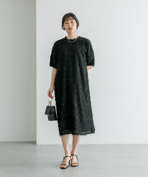 PUAL CE CIN（ピュアルセシン）の「ジャガードフリンジワンピース（ワンピース・レディース・ナチュラル/ブラック・FREE）」の9枚目の写真