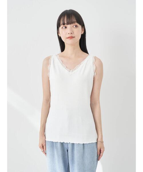 earth music&ecology（アースミュージックアンドエコロジー）の「前後2WAYレースタンクトップ（タンクトップ・レディース・ブラック/ラベンダー/サックスブルー/オフホワイト・S/M）」の21枚目の写真