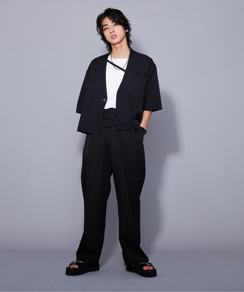 Ellno Loset（エルノロゼット）の「アシンメトリーウエストカーブパンツ/セットアップ対応（その他パンツ・メンズ・グレイッシュベージュ/ネイビー/ブラック・MEDIUM/SMALL/LARGE）」の10枚目の写真