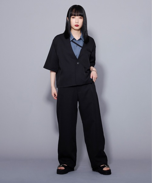 Ellno Loset（エルノロゼット）の「アシンメトリーウエストカーブパンツ/セットアップ対応（その他パンツ・メンズ・グレイッシュベージュ/ネイビー/ブラック・MEDIUM/SMALL/LARGE）」の13枚目の写真