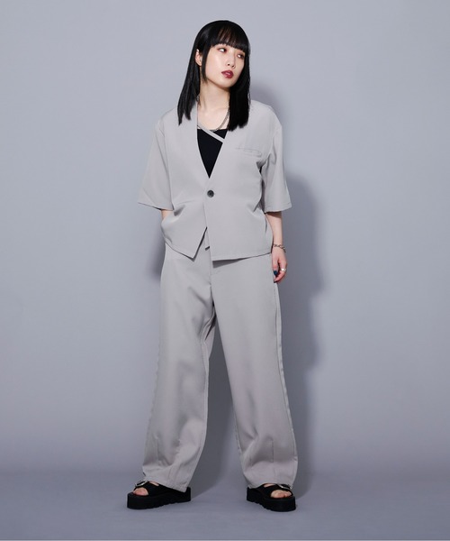 Ellno Loset（エルノロゼット）の「アシンメトリーウエストカーブパンツ/セットアップ対応（その他パンツ・メンズ・グレイッシュベージュ/ネイビー/ブラック・MEDIUM/SMALL/LARGE）」の16枚目の写真