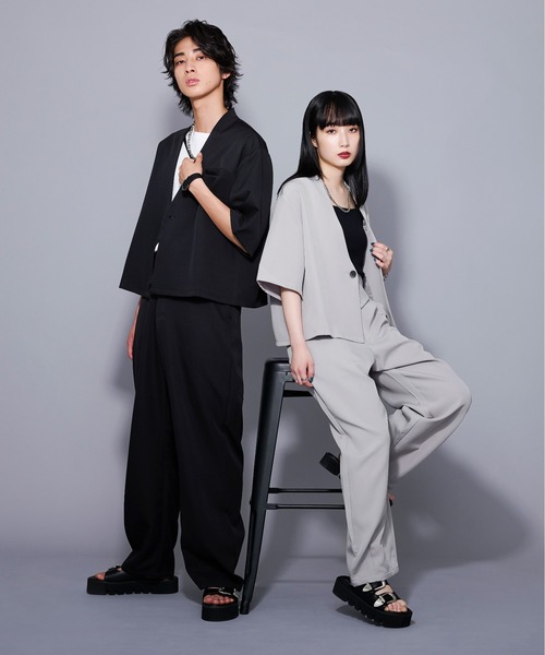 Ellno Loset（エルノロゼット）の「アシンメトリーウエストカーブパンツ/セットアップ対応（その他パンツ・メンズ・グレイッシュベージュ/ネイビー/ブラック・MEDIUM/SMALL/LARGE）」の17枚目の写真