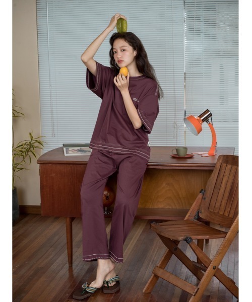 JNBY（ジェーエヌビーワイ）の「HOME Basic Cotton Relaxed-leg Trousers（その他パンツ・レディース・イエロー/レッド・36/38）」の4枚目の写真