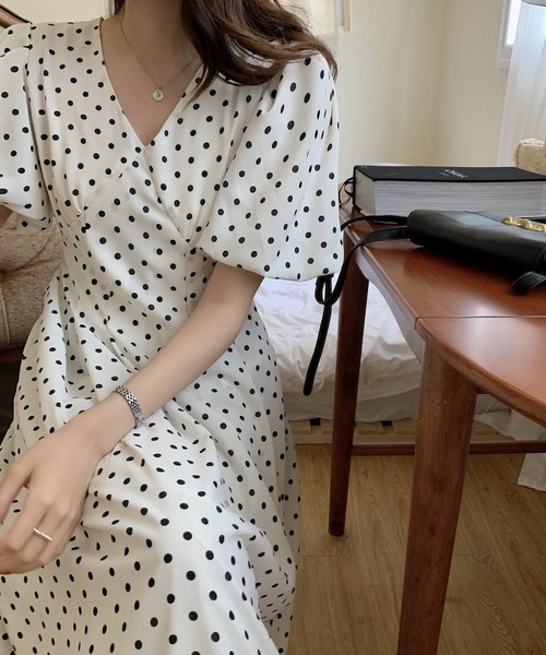 LOPASS（ロパス）の「Vネック水玉ワンピース（ワンピース）」 - WEAR